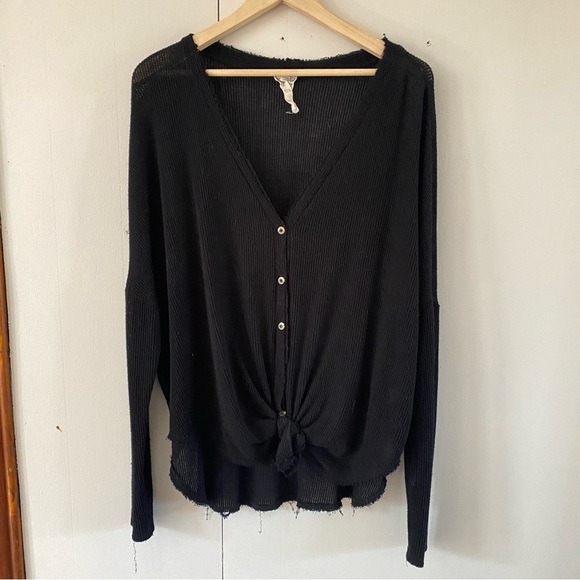 Slouchy Black Button Up - Picture 1 of 6